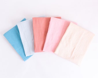 Tiny Alpaca | Pack of 5 | Organic Muslin Squares | Baby Burp Cloths | 60X60CM | Plain Unisex Designs | Baby Gift