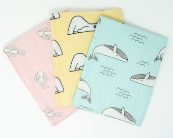 Tiny Alpaca | Pack of 3 | Bamboo Muslin Squares | Baby Burp Cloths | 60X60CM | Super Soft Bamboo Cotton