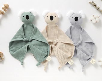 Tiny Alpaca | Organic Cotton Koala Security Blanket  | 30x30CM | Gender Neutral | Baby Blanket | Baby Shower Gift |