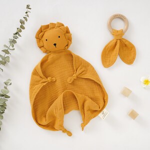 Tiny Alpaca | Organic Cotton Lion Security Blanket With Teether ...