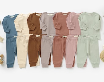 Petit alpaga | pyjama bébé en coton naturel bio | 0-5 ans | Non sexiste | Ensemble de pyjama côtelé | Cadeau baby shower |