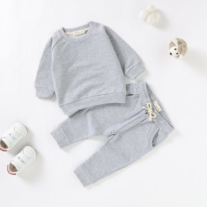 Tiny Alpaca Organic Natural Cotton Baby Sweater Set 0-2 Years Gender Neutral Winter Cotton Sweater Set Baby Shower Gift Grey