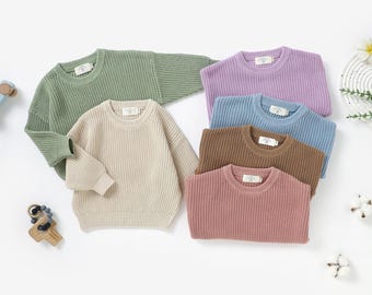 Tiny Alpaca | Organic Natural Cotton Baby Knitted Sweater | 0-3 Years | Gender Neutral| Baby Shower Gift |