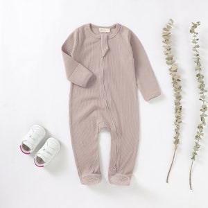 Tiny Alpaca Organic Cotton Newborn Sleepsuit 0-2 Years Gender Neutral Baby Clothes Baby Shower Gift Mauve