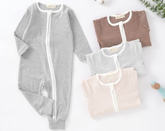Petit alpaga | pyjama rayé en coton bio pour nouveau-né | 0-2 ans | Non sexiste | Vêtements bébé | Cadeau baby shower |