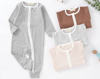 Petit alpaga | pyjama rayé en coton bio pour nouveau-né | 0-2 ans | Non sexiste | Vêtements bébé | Cadeau baby shower |