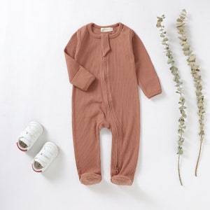 Tiny Alpaca Organic Cotton Newborn Sleepsuit 0-2 Years Gender Neutral Baby Clothes Baby Shower Gift Red/Rust