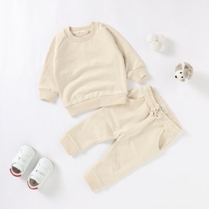 Tiny Alpaca Organic Natural Cotton Baby Sweater Set 0-2 Years Gender Neutral Winter Cotton Sweater Set Baby Shower Gift Cream