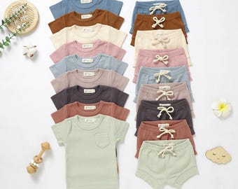 Organic Cotton Baby T-Shirt and Shorts Set, Newborn Summer Outfit, Two-Piece Casual Set, Baby Shower Gift