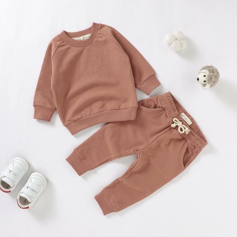 Petit alpaga Ensemble pull en coton naturel bio pour bébé 0-2 ans Non sexiste Ensemble de pulls d'hiver en coton Cadeau baby shower Red Rust