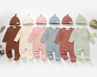 Tiny Alpaca | Organic Honeycomb Cotton Newborn Sleepsuit and Hat set  | 0-2 Years | Gender Neutral | Baby Clothes | Baby Shower Gift |