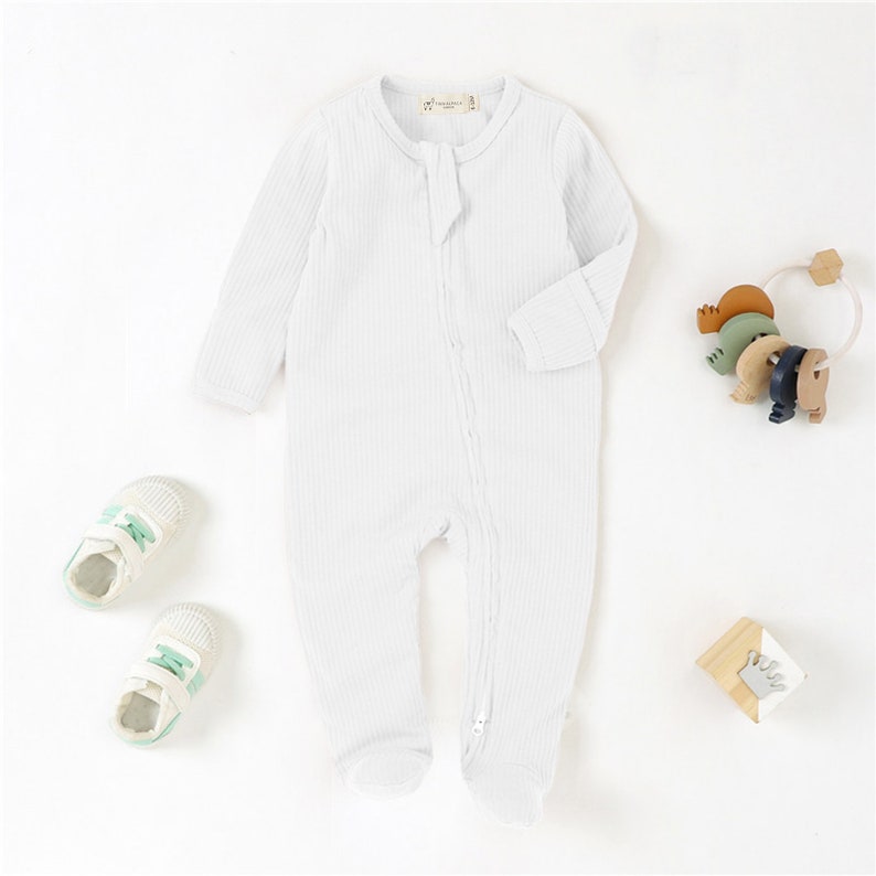 Tiny Alpaca Organic Cotton Newborn Sleepsuit 0-2 Years Gender Neutral Baby Clothes Baby Shower Gift White