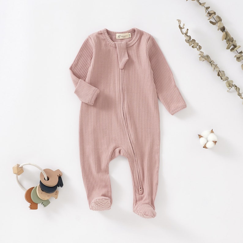 Tiny Alpaca Organic Cotton Newborn Sleepsuit 0-2 Years Gender Neutral Baby Clothes Baby Shower Gift Blush