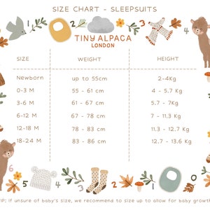 Tiny Alpaca Organic Cotton Newborn Sleepsuit 0-2 Years Gender Neutral Baby Clothes Baby Shower Gift image 10