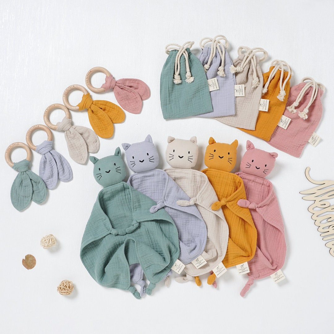 Tiny Alpaca Organic Cotton Cat Security Blanket With Teether - Etsy UK