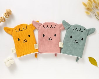 Tiny Alpaca | Organic Cotton Baby Wash glove | 15x20 cm|  Gender Neutral | Sheep Collection  | Baby Shower Gift | 350 GSM