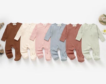 Organic Cotton Baby Sleepsuit – Breathable Honeycomb Mesh | Newborn to 2 Years | Unisex Baby Shower Gift