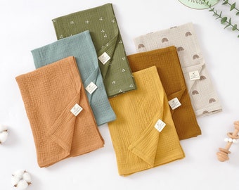 Tiny Alpaca | Pack of 3 | Organic Muslin Squares | Baby Burp Cloths | 60X60CM | Neutral Designs | Baby Shower Gift