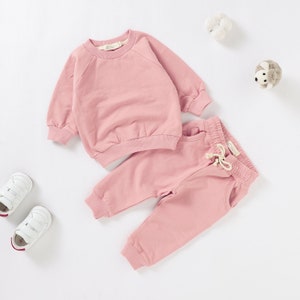 Tiny Alpaca Organic Natural Cotton Baby Sweater Set 0-2 Years Gender Neutral Winter Cotton Sweater Set Baby Shower Gift Pink