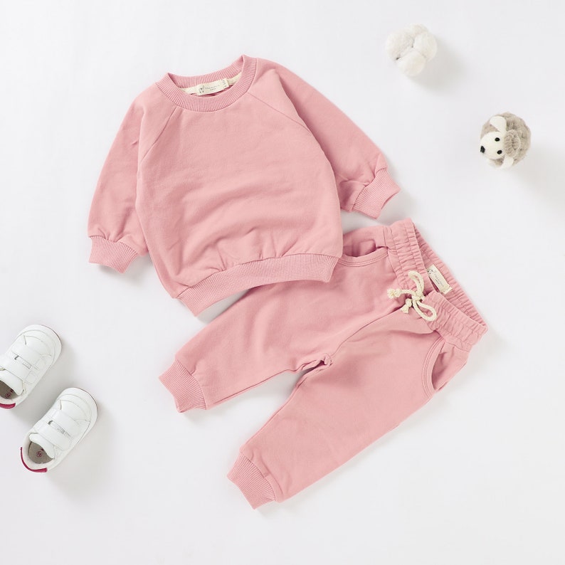 Petit alpaga Ensemble pull en coton naturel bio pour bébé 0-2 ans Non sexiste Ensemble de pulls d'hiver en coton Cadeau baby shower Pink