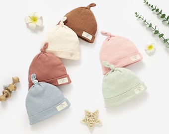 Tiny Alpaca | Organic Natural Honeycomb Cotton Baby Hat | 0-6 Months | Gender Neutral | Ribbed Baby Hat | Baby Shower Gift | Single hat