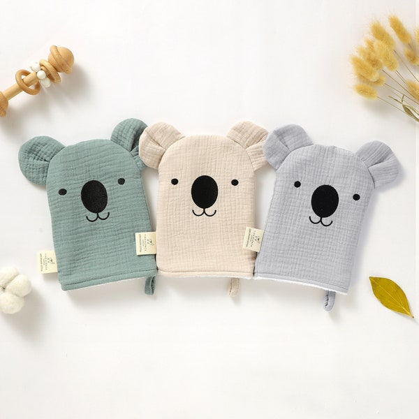 Tiny Alpaca | Organic Cotton Baby Wash glove | 15x20 cm|  Gender Neutral | Koala Collection  | Baby Shower Gift | 350 GSM