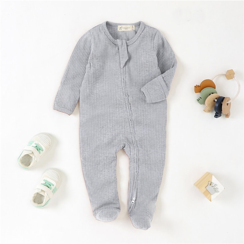 Tiny Alpaca Organic Cotton Newborn Sleepsuit 0-2 Years Gender Neutral Baby Clothes Baby Shower Gift Grey