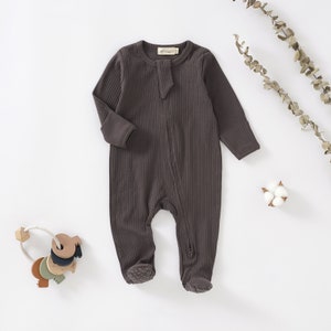 Tiny Alpaca Organic Cotton Newborn Sleepsuit 0-2 Years Gender Neutral Baby Clothes Baby Shower Gift Charcoal