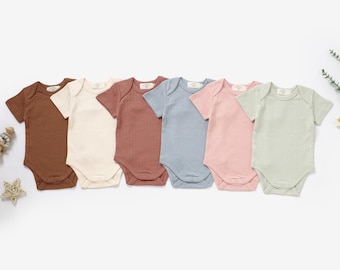 Tiny Alpaca | Organic Honeycomb Mesh Cotton Short Sleeve Baby Romper | 0-2 Years | Gender Neutral | Ribbed Baby Rompers | Baby Shower Gift |