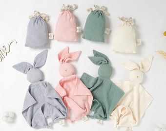 Tiny Alpaca | Organic Cotton Bunny Security Blanket  | 30x30CM | Gender Neutral | Baby Blanket | Baby Shower Gift |