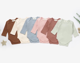 Tiny Alpaca | Organic Natural Honeycomb Mesh Cotton Long Baby bodysuit | 0-2 Years | Gender Neutral |  Baby Shower Gift