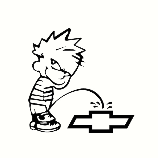 calvin peeing on chevy designs sticker auto, laptop