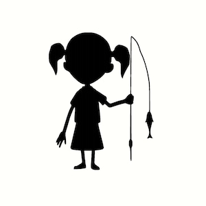 little girl fishing decal sticker fishing pole with fish decal