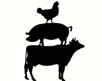 cow pig chicken design decal sticker