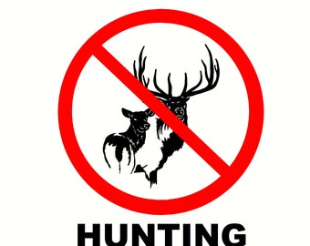 no hunting decal 2 color red on black stacked 4" x 6"
