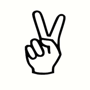 finger peace sign decal sticker 4.0 x 6.5