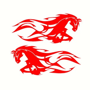 flaming horse decals set of 2 each right left ford logo flame sticker