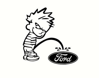 calvin little guy pee on ford decal sticker auto, laptop smooth surface decal 5.5 x 5.5