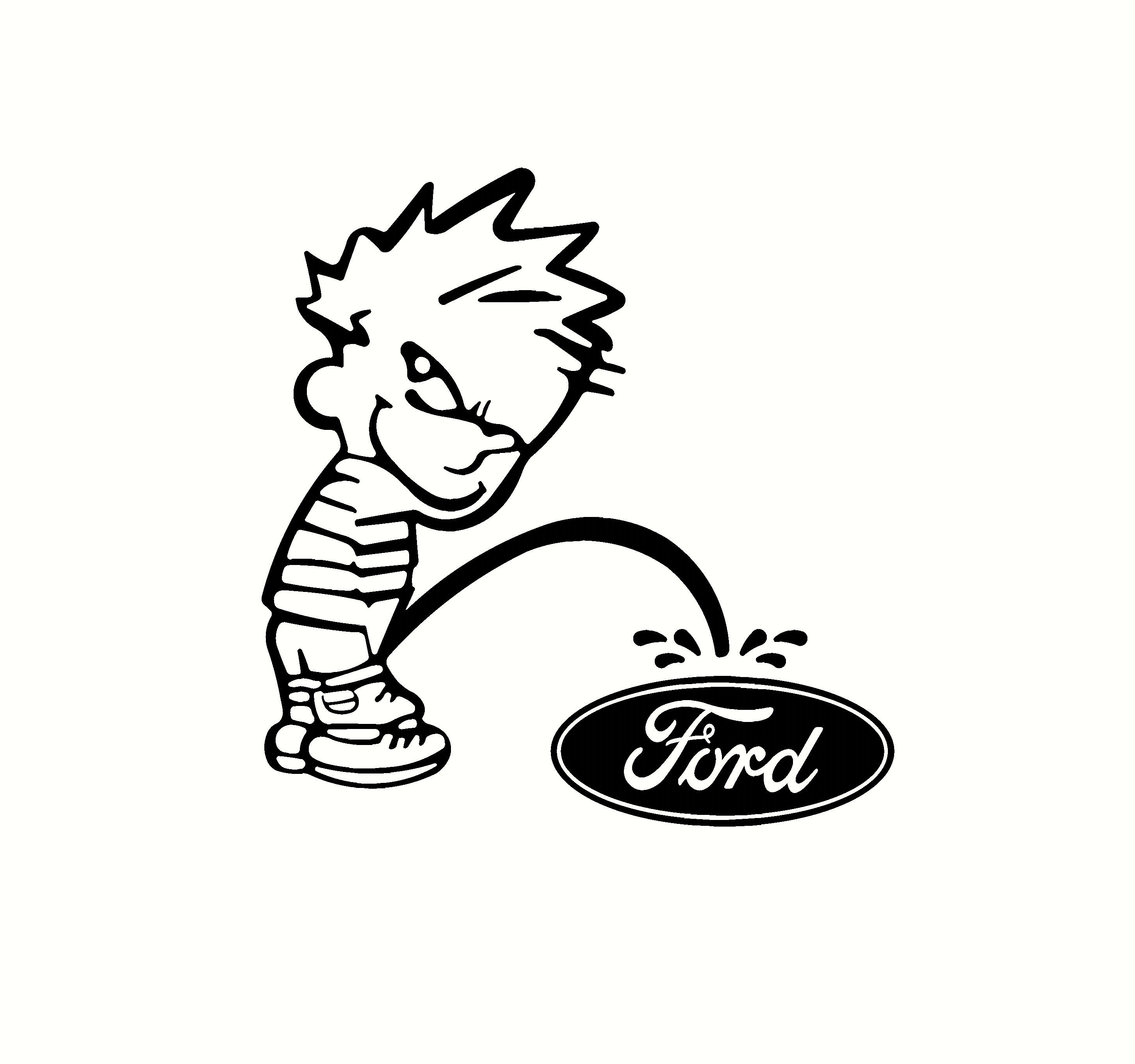 Calvin Little Guy Pee on Ford Decal Sticker Auto Laptop