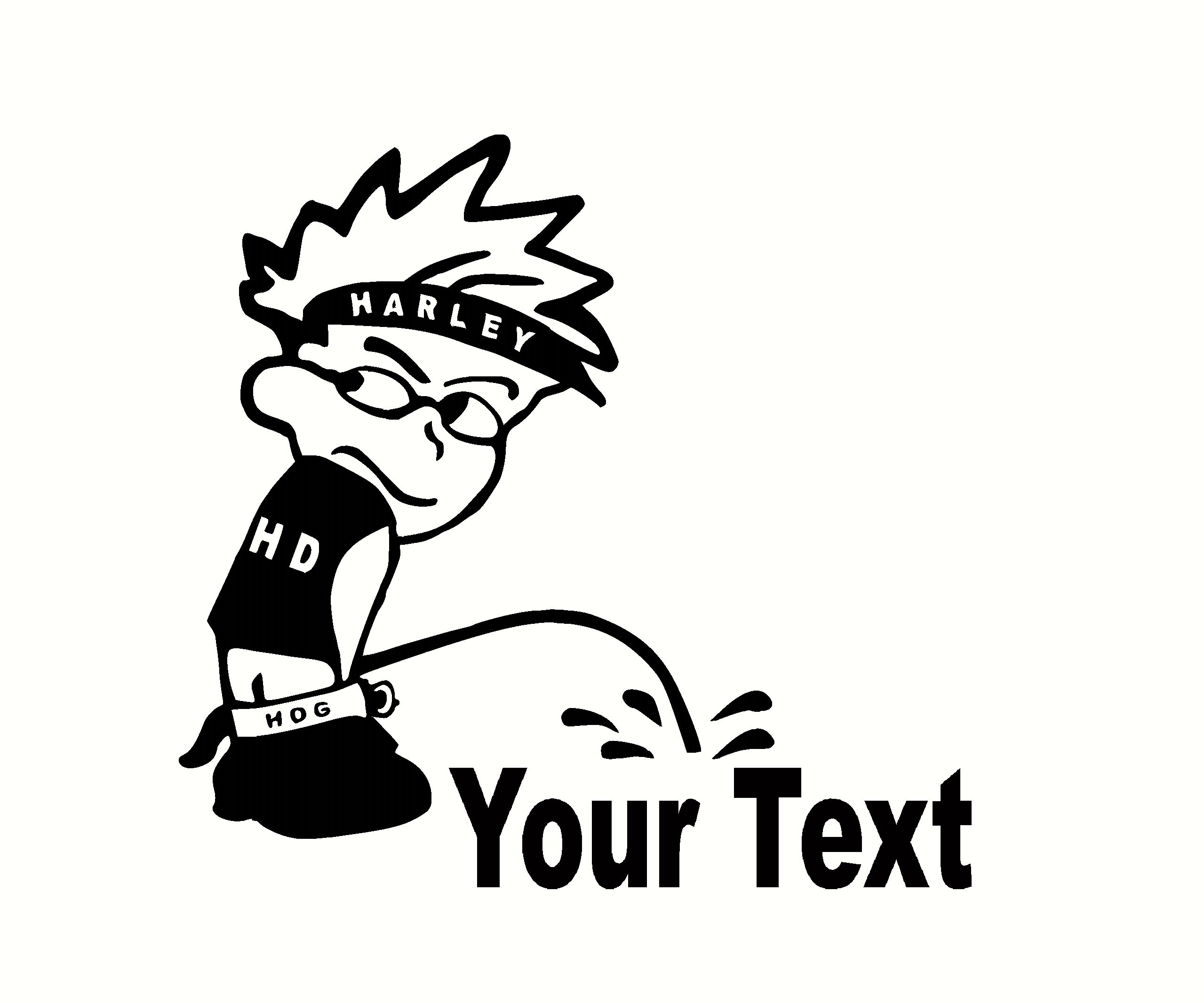 Calvin Biker Pee on Your Text Designs Sticker Decal | Etsy
