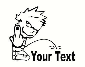 calvin shoot finger pee on your text designs sticker