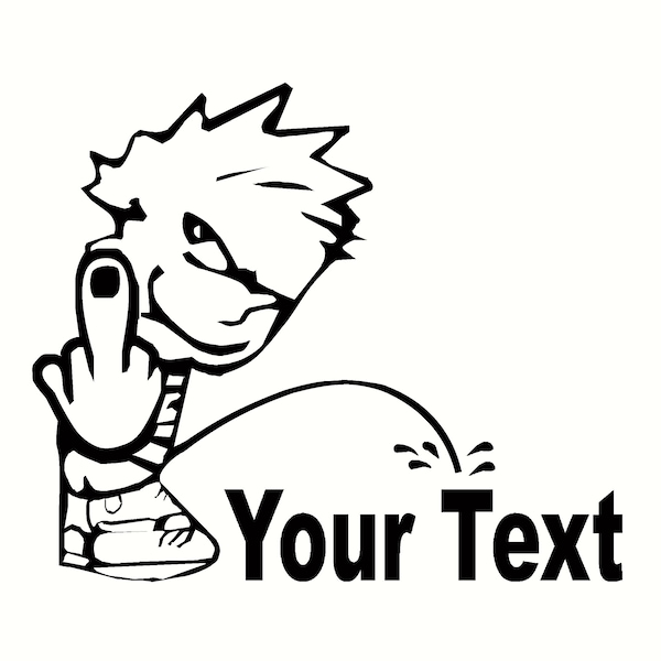calvin shoot finger pee on your text designs sticker