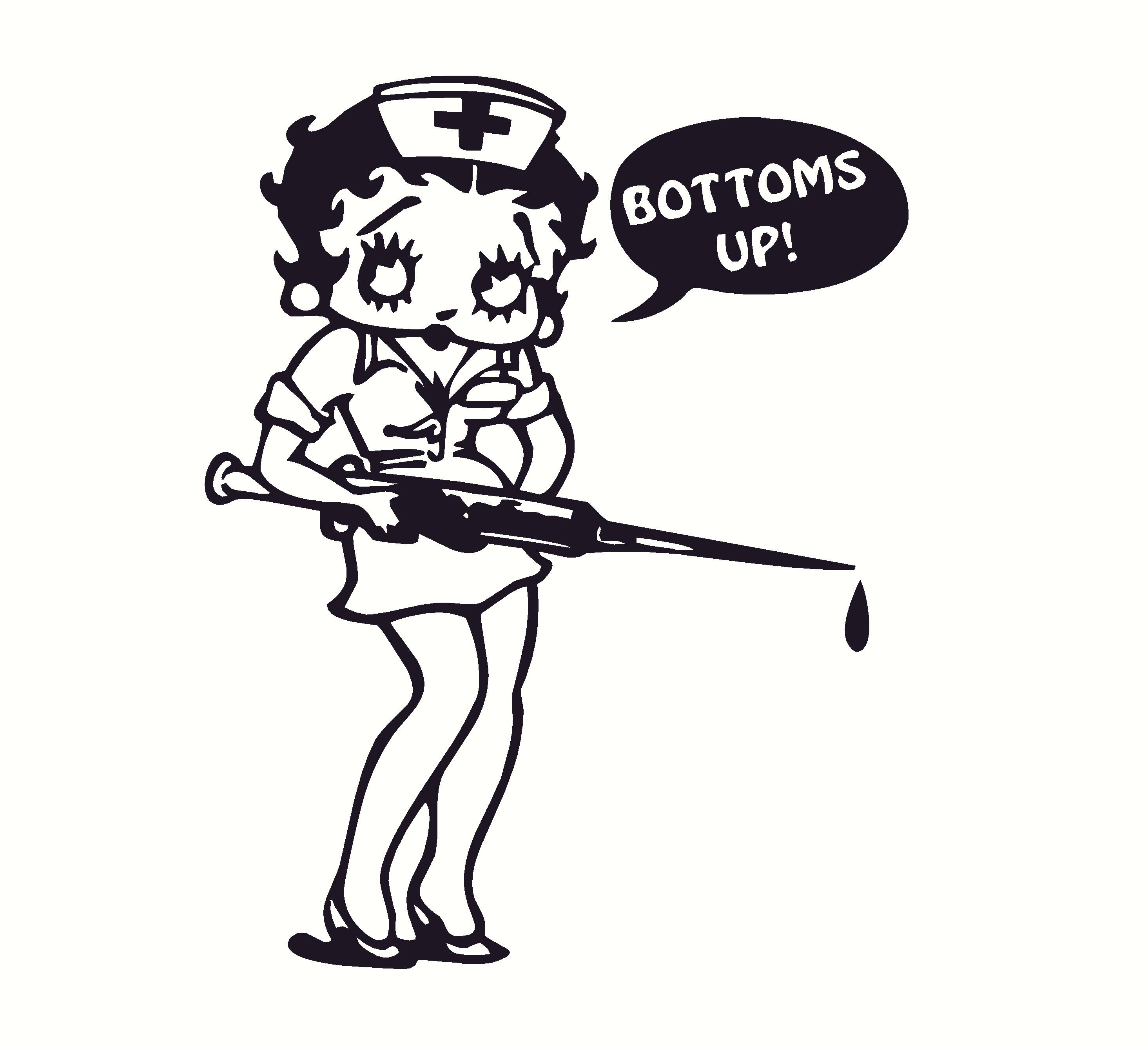 Betty Boop Decal Sticker Nurse Betty Bottoms up Decal 5x7 