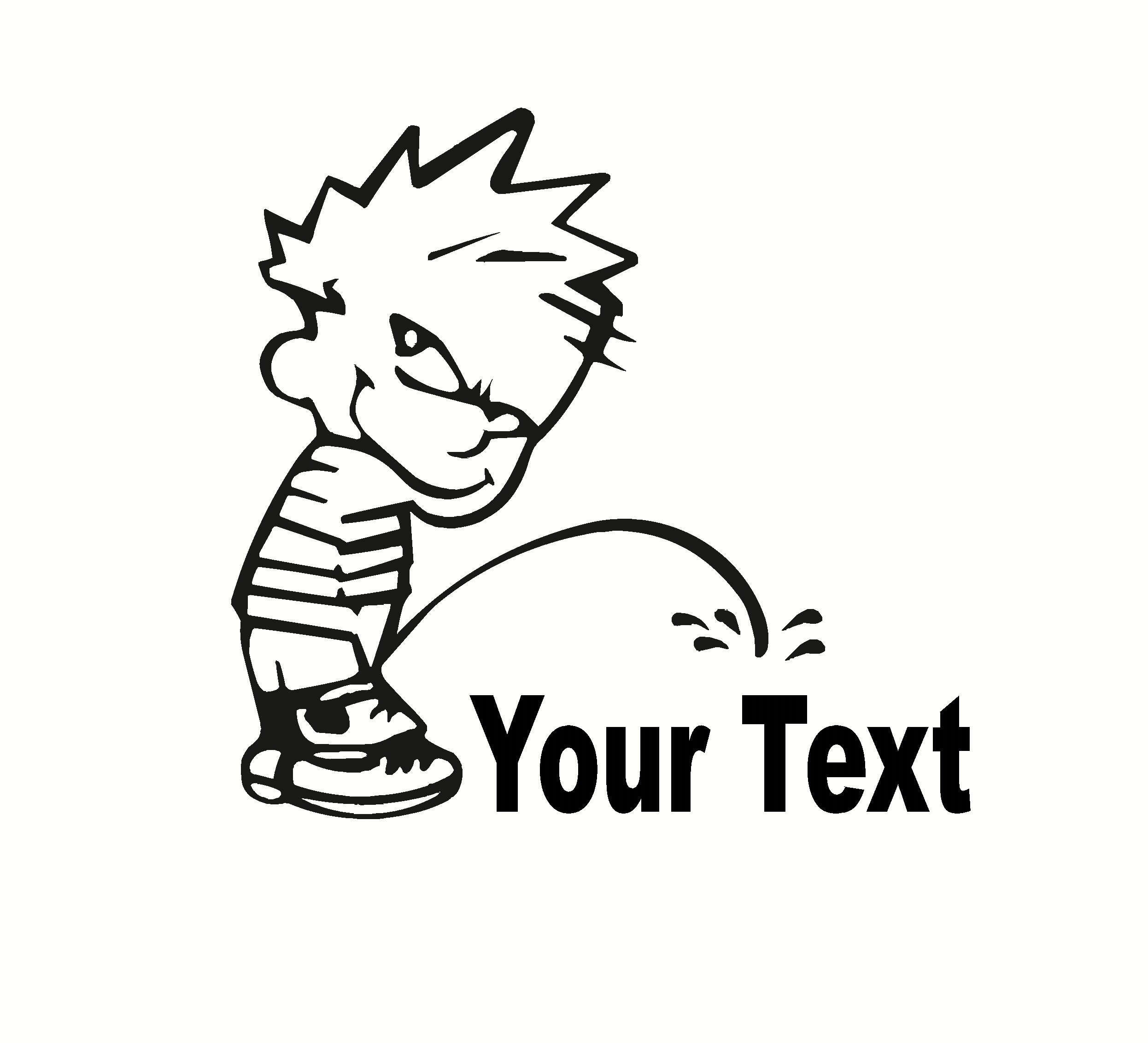 Calvin Pee on Your Text Decal Sticker Vinyl