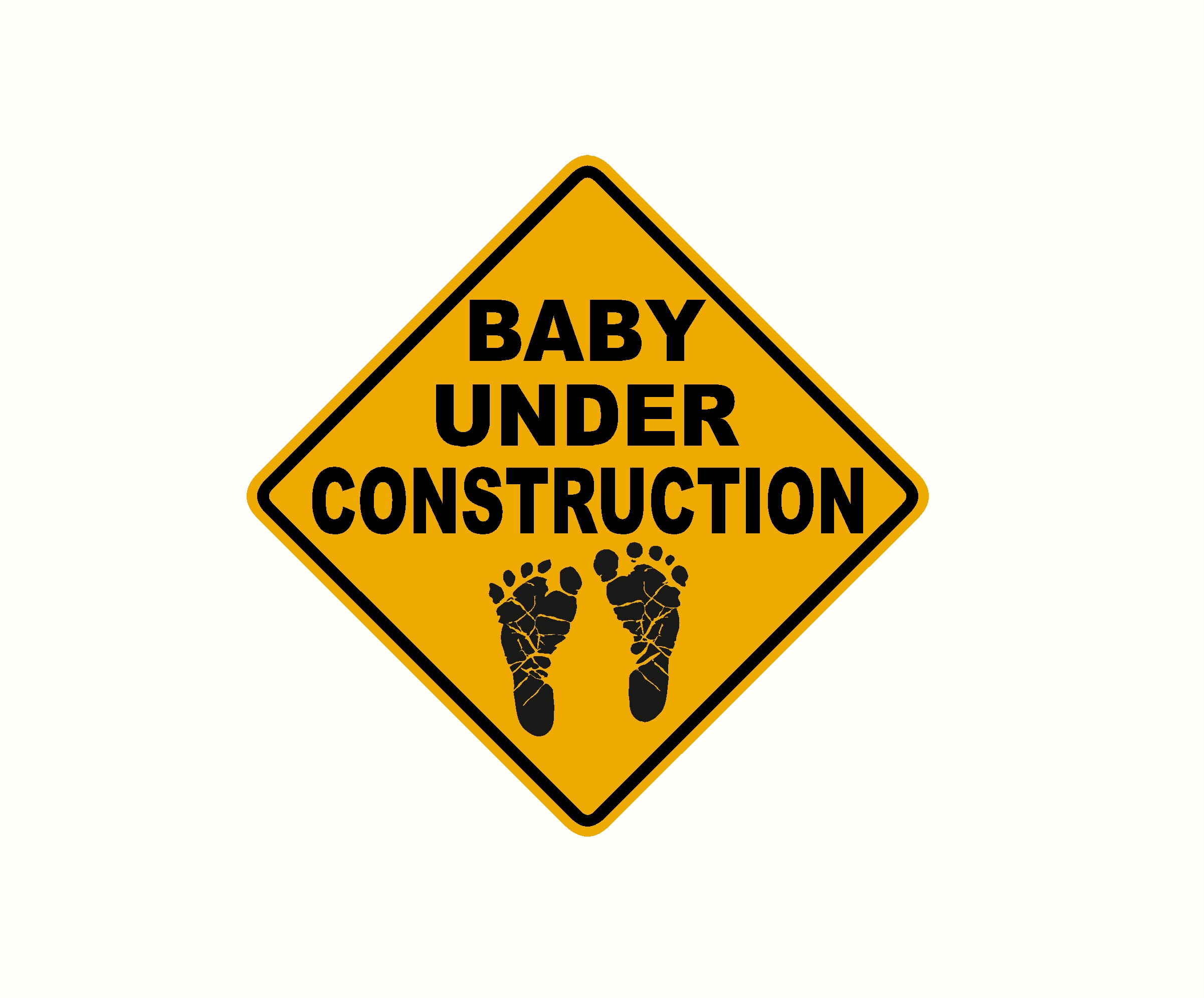 baby under construction sticker design decal 6.0 x 6.0