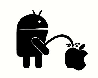 android pee on apple android lovers decal sticker 4.50 x 6.00