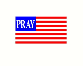 American flag pray decal 4.5 x 8.5