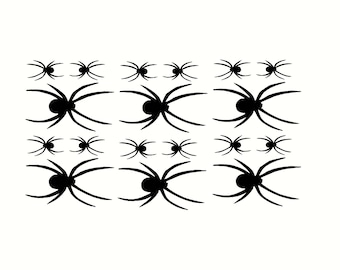web spiders 6 large 12 samller decals stickers L-3x4 S-1.5x2.5 any smooth surface