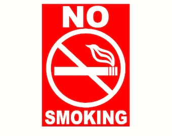 no smoking decal 2 color white on red 4" x 7"