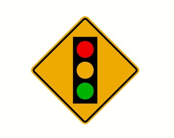 caution lights ahead decal sign mini road sign sticker norm design decal